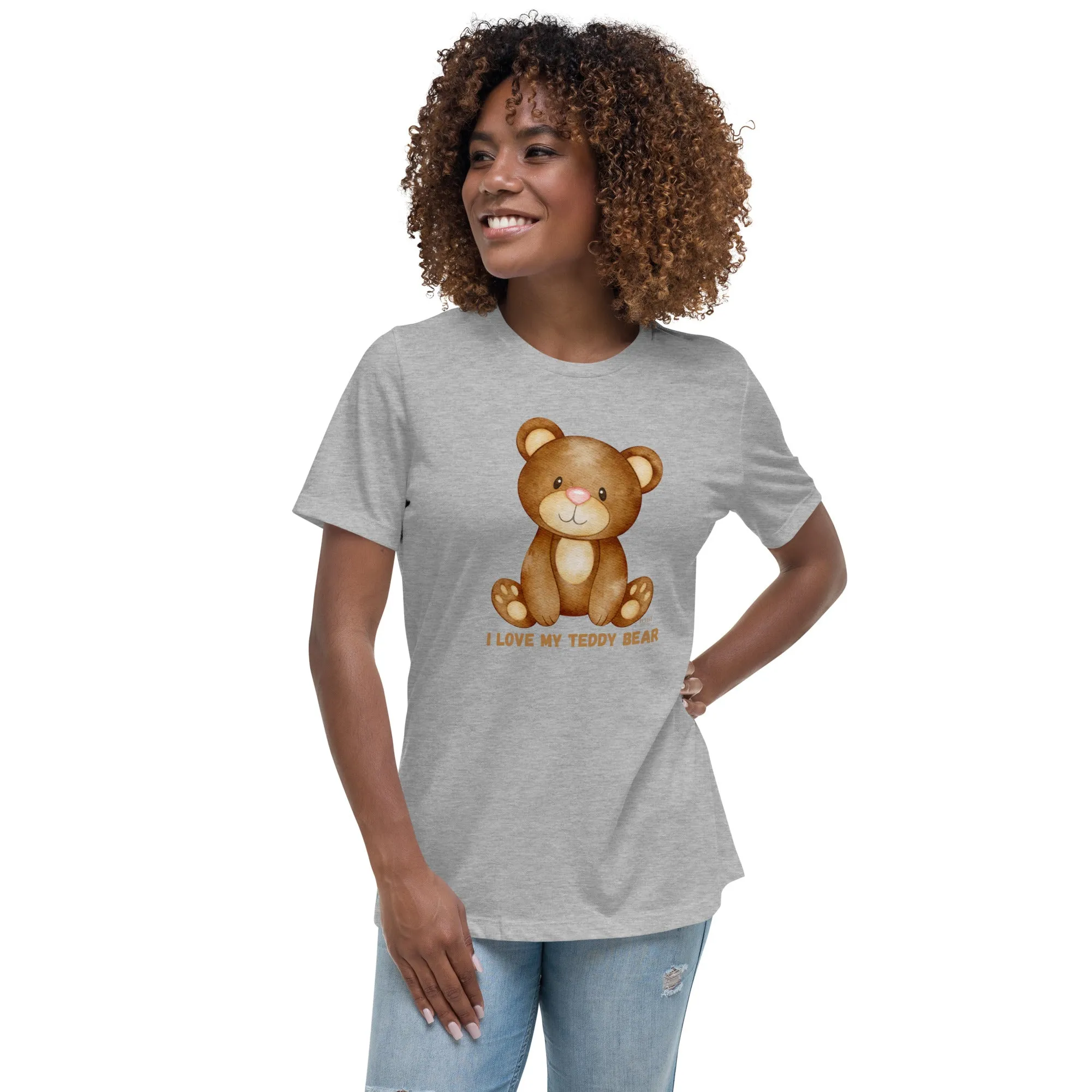 Women's Relaxed Soft & Smooth Premium Quality T-Shirt I Love My Teddy Bear Design by IOBI Original Apparel