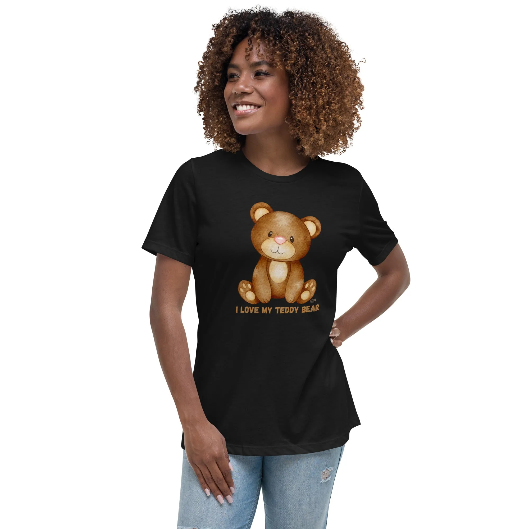 Women's Relaxed Soft & Smooth Premium Quality T-Shirt I Love My Teddy Bear Design by IOBI Original Apparel