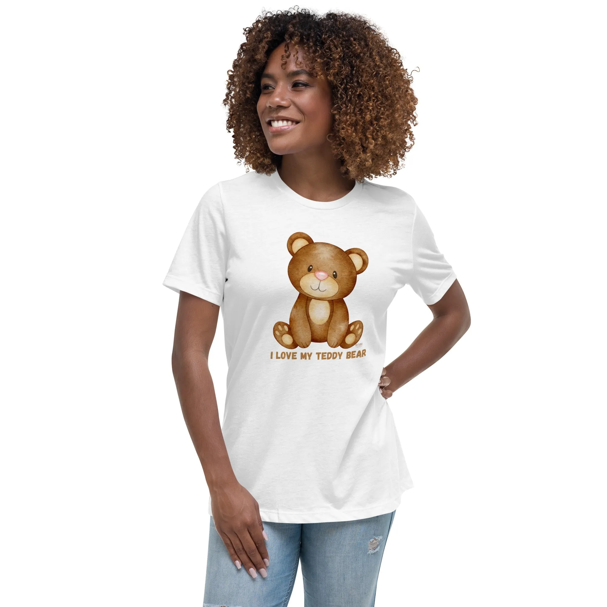 Women's Relaxed Soft & Smooth Premium Quality T-Shirt I Love My Teddy Bear Design by IOBI Original Apparel