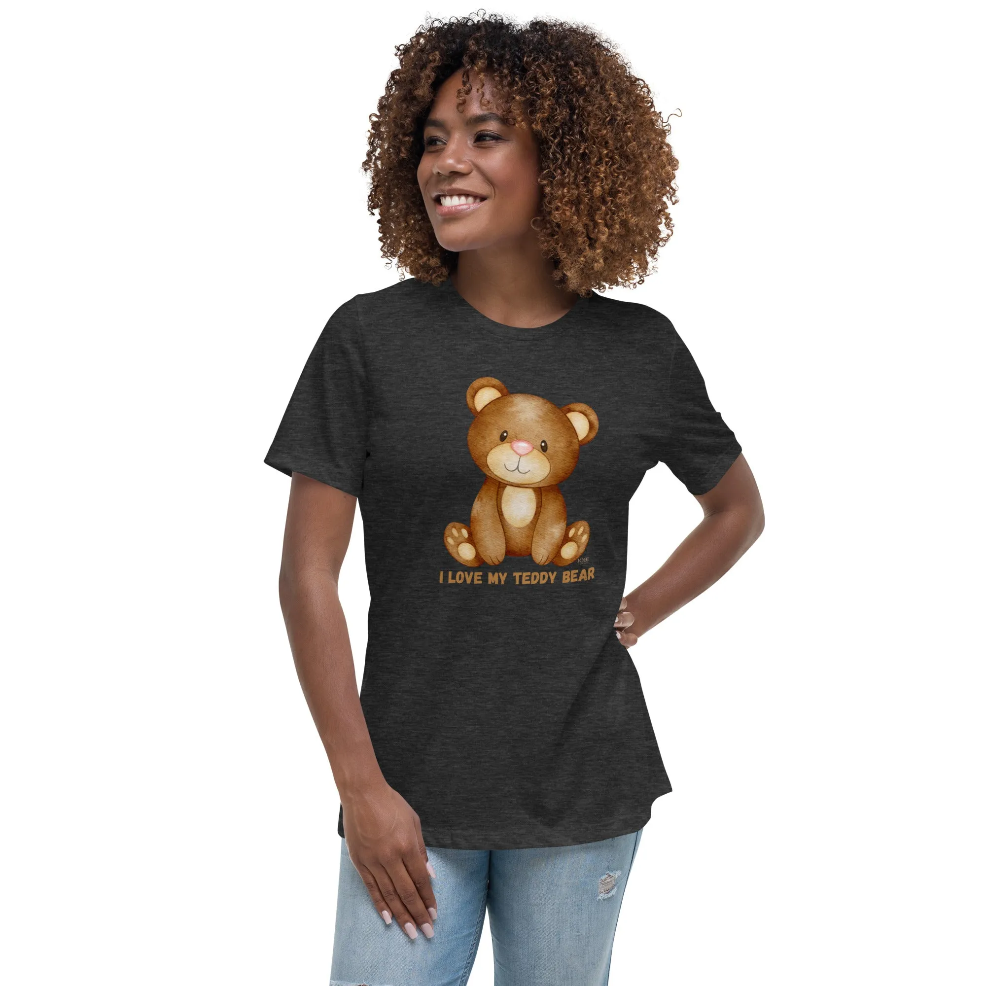 Women's Relaxed Soft & Smooth Premium Quality T-Shirt I Love My Teddy Bear Design by IOBI Original Apparel