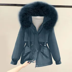 Women's Winter Parka Jacket with Faux Fur Hood