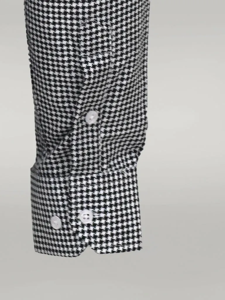 WSS Houndstooth Pattern Black Men Shirt  - Singen