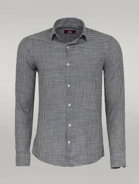 WSS Houndstooth Pattern Black Men Shirt  - Singen