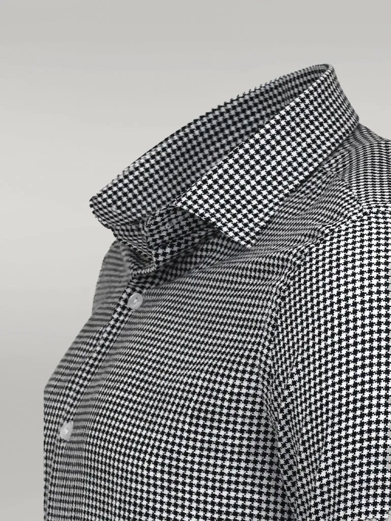 WSS Houndstooth Pattern Black Men Shirt  - Singen