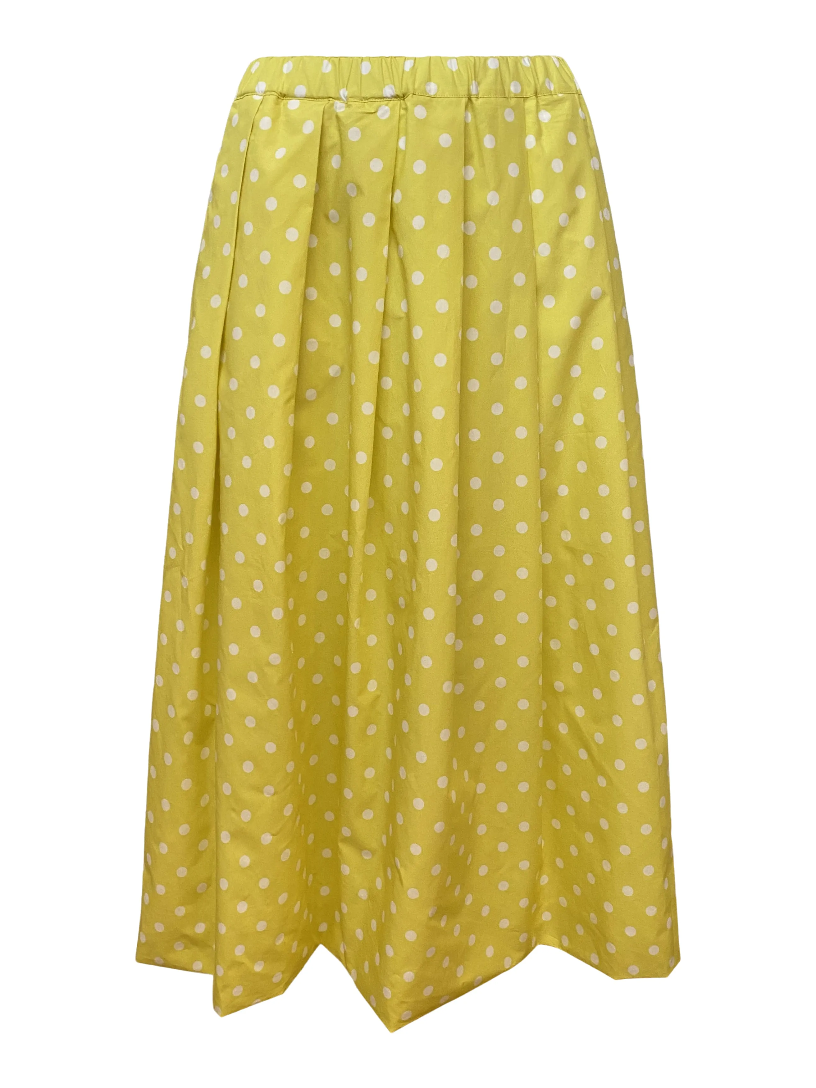 Yellow White Spot Cotton Pleat Skirt