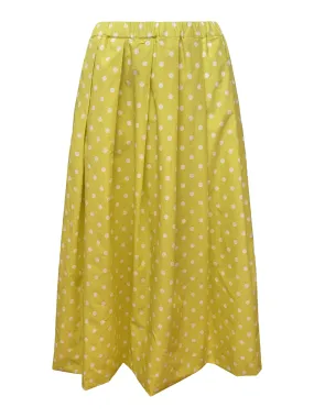 Yellow White Spot Cotton Pleat Skirt