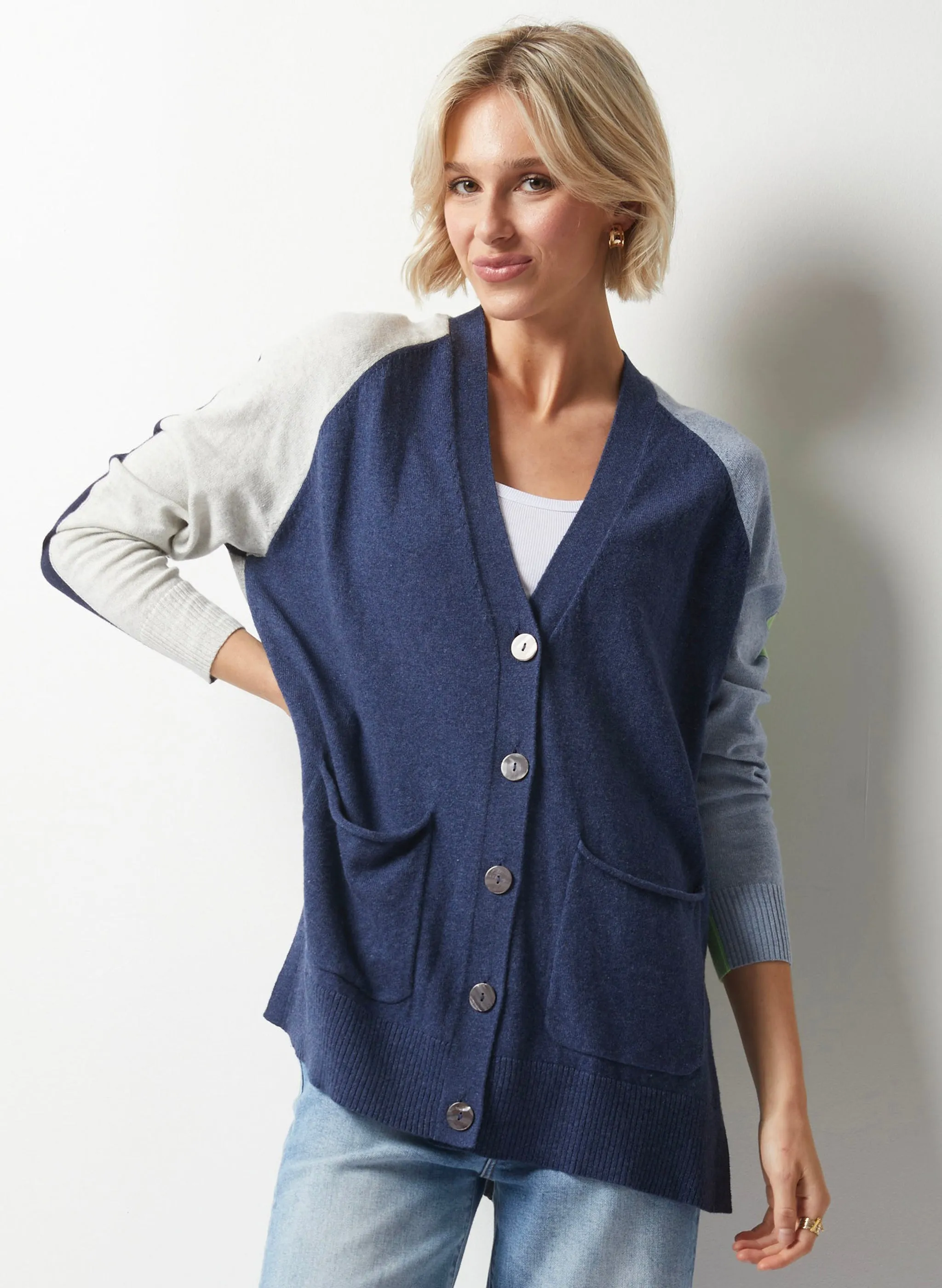Zaket & Plover - College Cardigan - Denim Combo